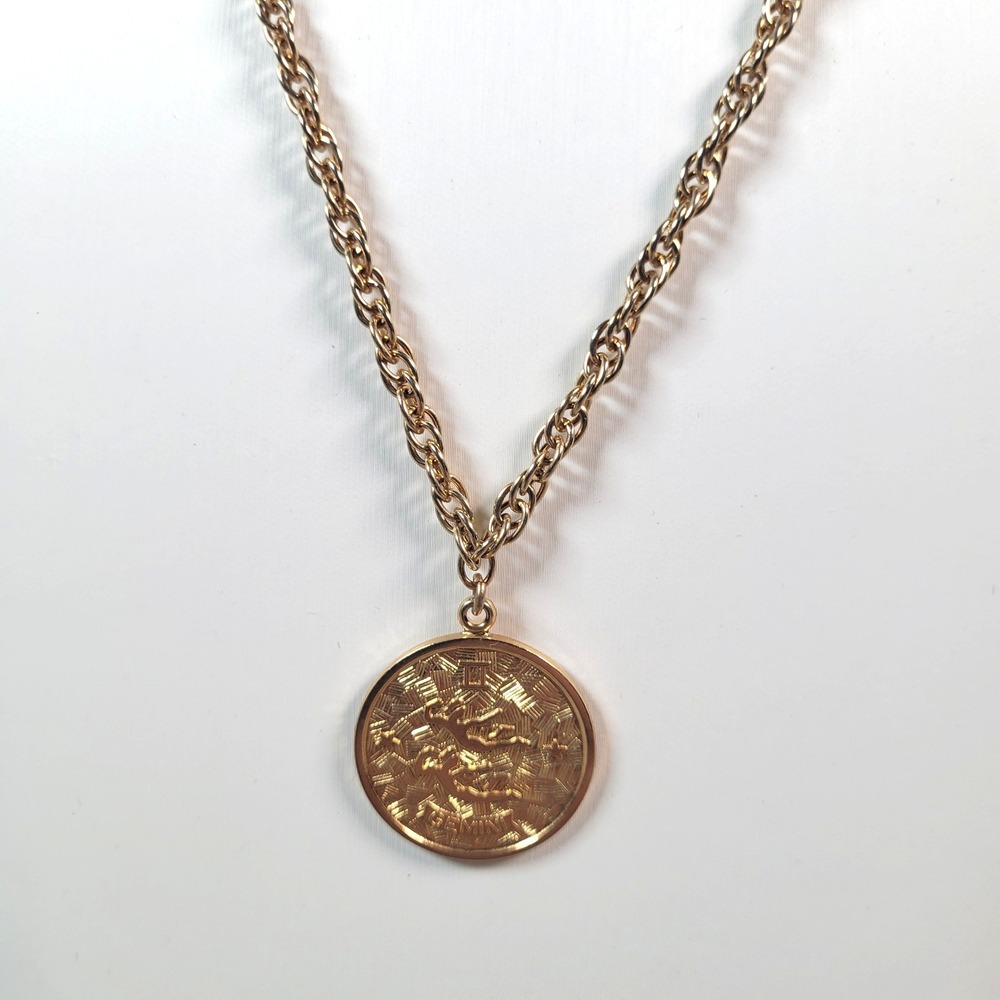 Sarah Coventry Gemini Zodiac Pendant Necklace Vintage Celestial Gold Tone